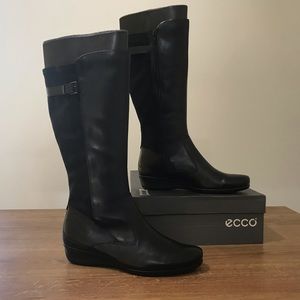 Ecco Abelone Black Tall Boots Size 42/ 11-11.5
